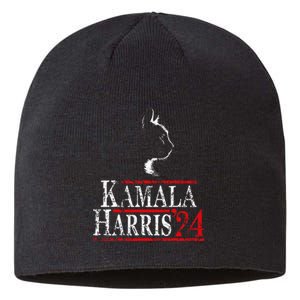 Cat Ladies For Kamala Funny Cat 2024 President Kamala Harris Sustainable Beanie