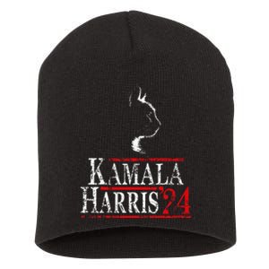 Cat Ladies For Kamala Funny Cat 2024 President Kamala Harris Short Acrylic Beanie