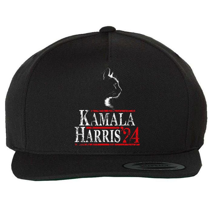 Cat Ladies For Kamala Funny Cat 2024 President Kamala Harris Wool Snapback Cap