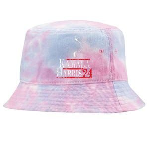 Cat Ladies For Kamala Funny Cat 2024 President Kamala Harris Tie-Dyed Bucket Hat