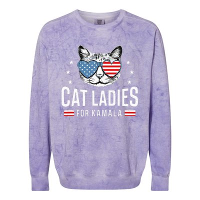 Cat Ladies For Kamala Harris Democracy Voting Blue President Colorblast Crewneck Sweatshirt