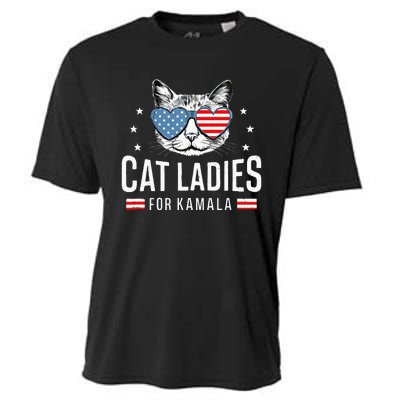 Cat Ladies For Kamala Harris Democracy Voting Blue President Cooling Performance Crew T-Shirt