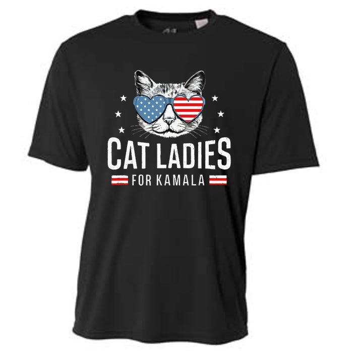 Cat Ladies For Kamala Harris Democracy Voting Blue President Cooling Performance Crew T-Shirt