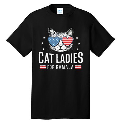 Cat Ladies For Kamala Harris Democracy Voting Blue President Tall T-Shirt