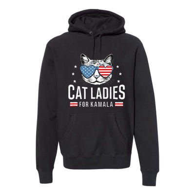 Cat Ladies For Kamala Harris Democracy Voting Blue President Premium Hoodie