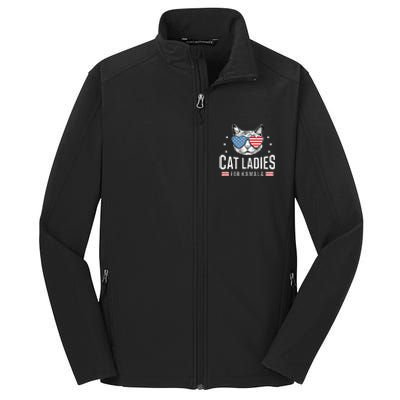 Cat Ladies For Kamala Harris Democracy Voting Blue President Core Soft Shell Jacket