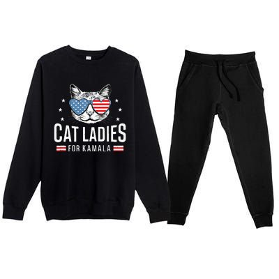 Cat Ladies For Kamala Harris Democracy Voting Blue President Premium Crewneck Sweatsuit Set