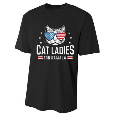 Cat Ladies For Kamala Harris Democracy Voting Blue President Performance Sprint T-Shirt