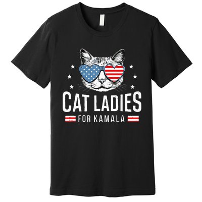 Cat Ladies For Kamala Harris Democracy Voting Blue President Premium T-Shirt