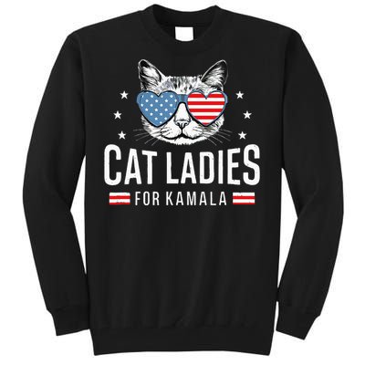 Cat Ladies For Kamala Harris Democracy Voting Blue President Tall Sweatshirt