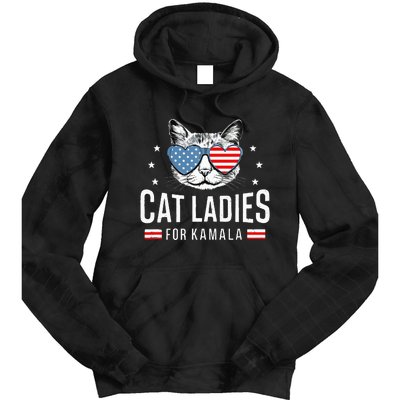 Cat Ladies For Kamala Harris Democracy Voting Blue President Tie Dye Hoodie