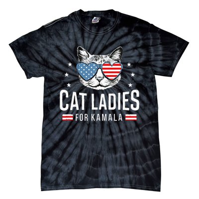 Cat Ladies For Kamala Harris Democracy Voting Blue President Tie-Dye T-Shirt