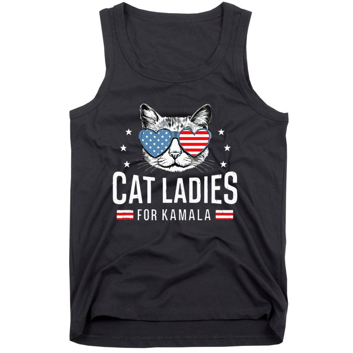 Cat Ladies For Kamala Harris Democracy Voting Blue President Tank Top