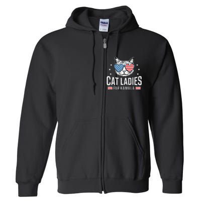 Cat Ladies For Kamala Harris Democracy Voting Blue President Full Zip Hoodie