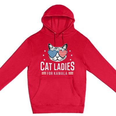 Cat Ladies For Kamala Harris Democracy Voting Blue President Premium Pullover Hoodie