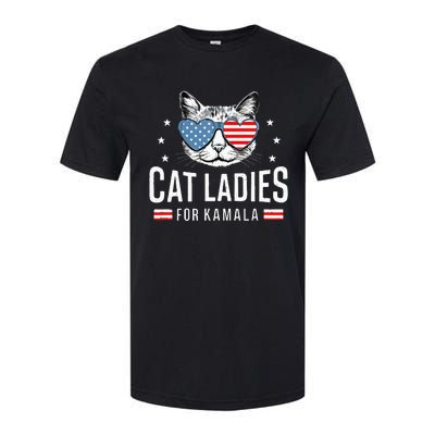 Cat Ladies For Kamala Harris Democracy Voting Blue President Softstyle® CVC T-Shirt