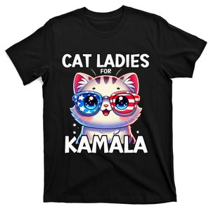 Cat Ladies For Kamala Harris Funny Kawaii Cat 2024 T-Shirt