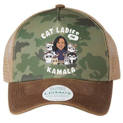 Cat Ladies For Kamala 2024 Presidential Support Legacy Tie Dye Trucker Hat