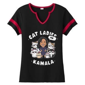 Cat Ladies For Kamala 2024 Presidential Support Ladies Halftime Notch Neck Tee