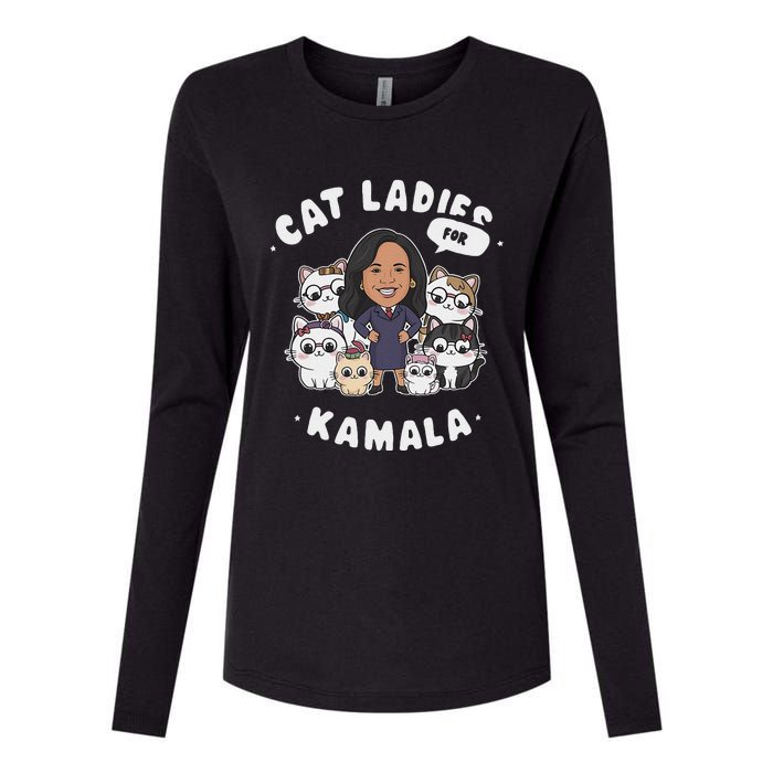 Cat Ladies For Kamala 2024 Presidential Support Womens Cotton Relaxed Long Sleeve T-Shirt