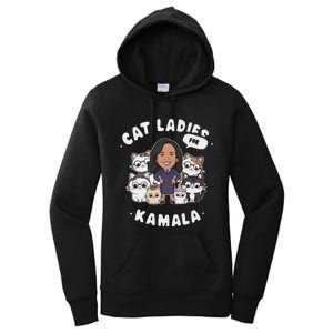 Cat Ladies For Kamala 2024 Presidential Support Women's Pullover Hoodie