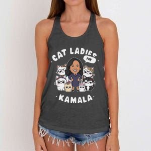 Cat Ladies For Kamala 2024 Presidential Support Women's Knotted Racerback Tank