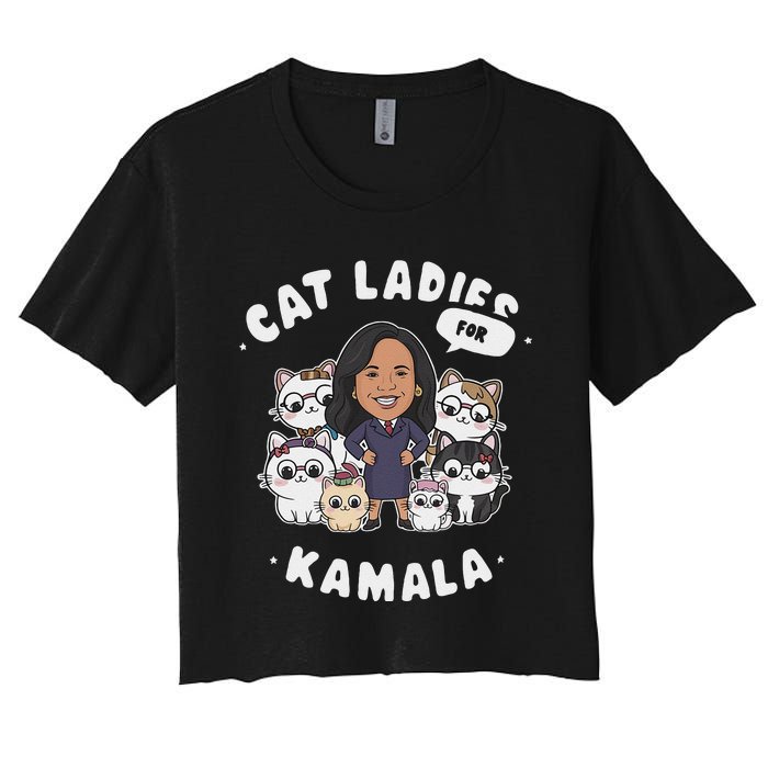 Cat Ladies For Kamala 2024 Presidential Support Women's Crop Top Tee