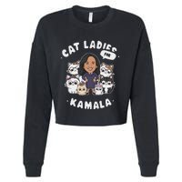 Cat Ladies For Kamala 2024 Presidential Support Cropped Pullover Crew