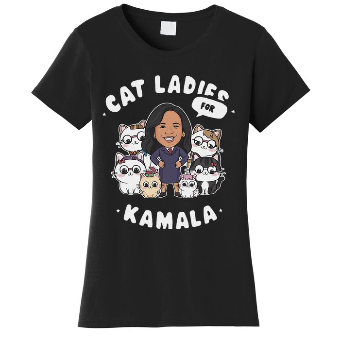 Cat Ladies For Kamala 2024 Presidential Support Women's T-Shirt