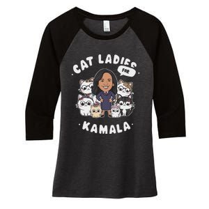 Cat Ladies For Kamala 2024 Presidential Support Women's Tri-Blend 3/4-Sleeve Raglan Shirt