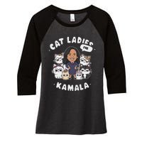 Cat Ladies For Kamala 2024 Presidential Support Women's Tri-Blend 3/4-Sleeve Raglan Shirt