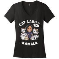 Cat Ladies For Kamala 2024 Presidential Support Women's V-Neck T-Shirt