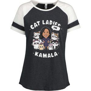 Cat Ladies For Kamala 2024 Presidential Support Enza Ladies Jersey Colorblock Tee