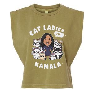 Cat Ladies For Kamala 2024 Presidential Support Garment-Dyed Women's Muscle Tee