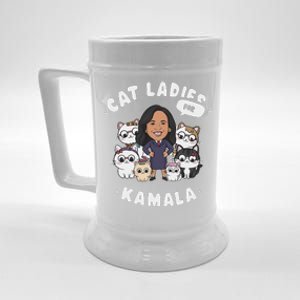 Cat Ladies For Kamala 2024 Presidential Support Beer Stein