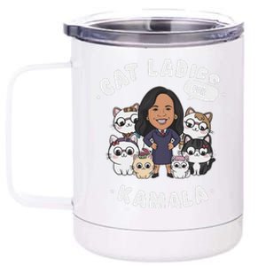 Cat Ladies For Kamala 2024 Presidential Support 12 oz Stainless Steel Tumbler Cup