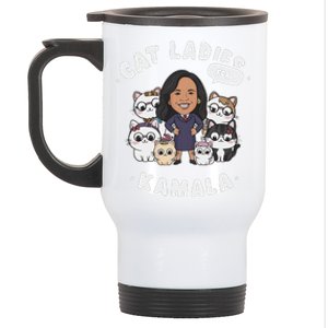 Cat Ladies For Kamala 2024 Presidential Support Stainless Steel Travel Mug