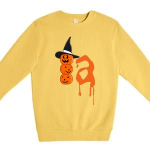 Comma La Funny Kamala Harris Halloween Pumpkin Premium Crewneck Sweatshirt