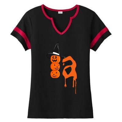 Comma La Funny Kamala Harris Halloween Pumpkin Ladies Halftime Notch Neck Tee