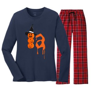 Comma La Funny Kamala Harris Halloween Pumpkin Women's Long Sleeve Flannel Pajama Set 