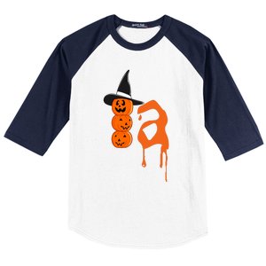 Comma La Funny Kamala Harris Halloween Pumpkin Baseball Sleeve Shirt