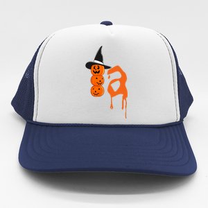 Comma La Funny Kamala Harris Halloween Pumpkin Trucker Hat