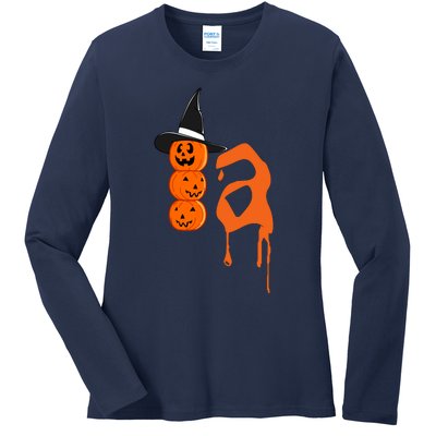 Comma La Funny Kamala Harris Halloween Pumpkin Ladies Long Sleeve Shirt