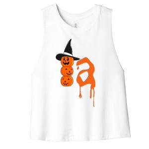 Comma La Funny Kamala Harris Halloween Pumpkin Women's Racerback Cropped Tank