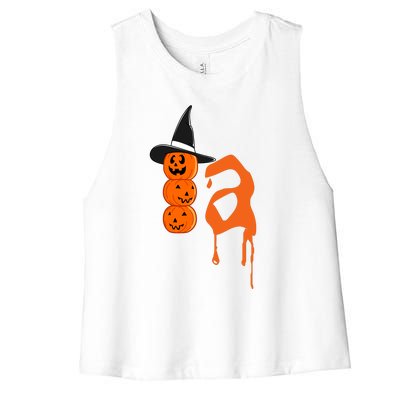 Comma La Funny Kamala Harris Halloween Pumpkin Women's Racerback Cropped Tank