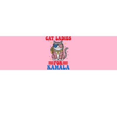 Cat Ladies For Kamala Space Cat Usa Flag Harris 2024 Bumper Sticker