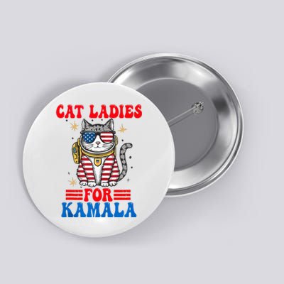 Cat Ladies For Kamala Space Cat Usa Flag Harris 2024 Button