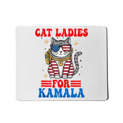 Cat Ladies For Kamala Space Cat Usa Flag Harris 2024 Mousepad