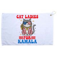 Cat Ladies For Kamala Space Cat Usa Flag Harris 2024 Grommeted Golf Towel