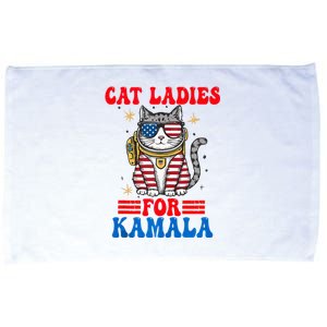 Cat Ladies For Kamala Space Cat Usa Flag Harris 2024 Microfiber Hand Towel